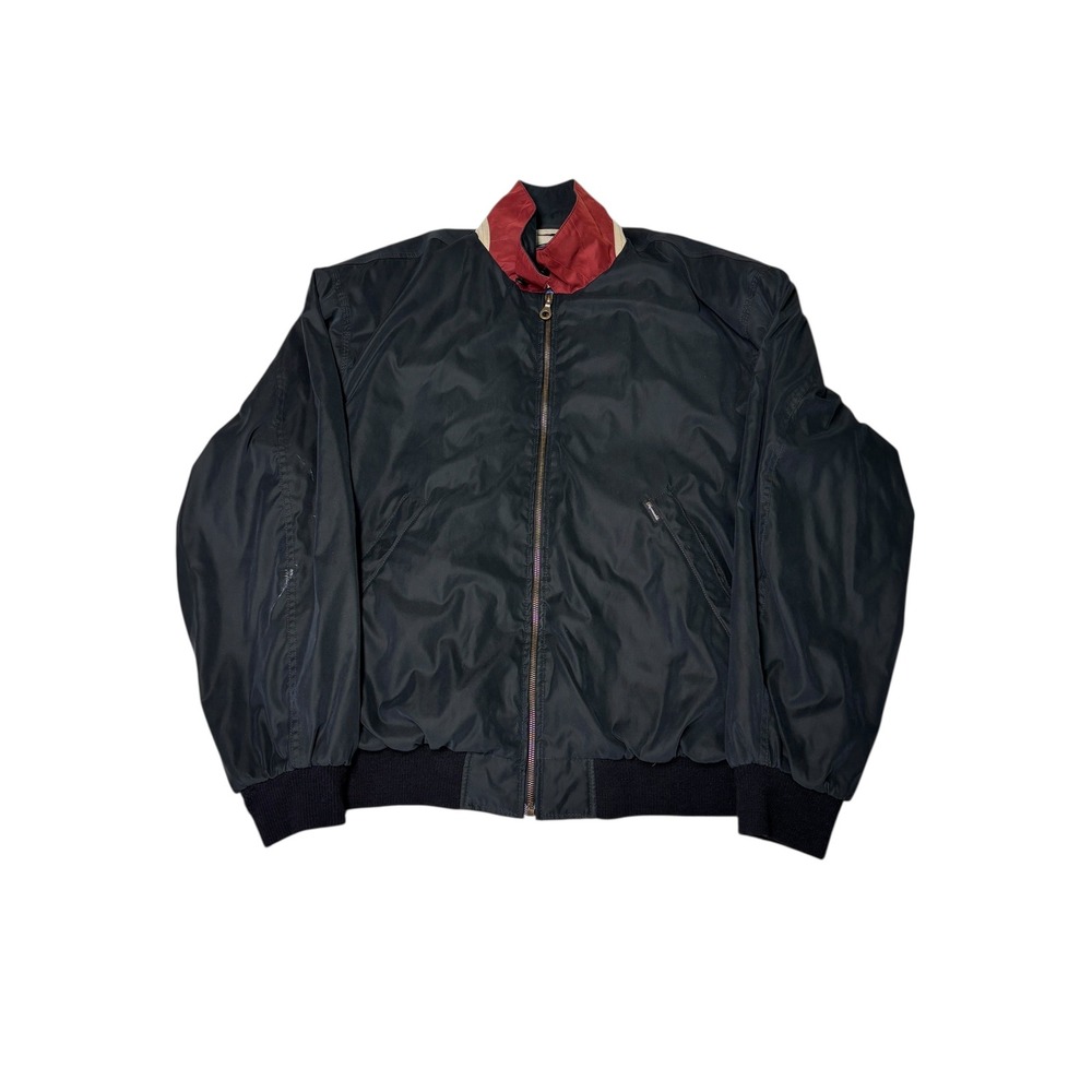 Vtg Facconable Mens Black Water Resistant Bomber Jacket XL
